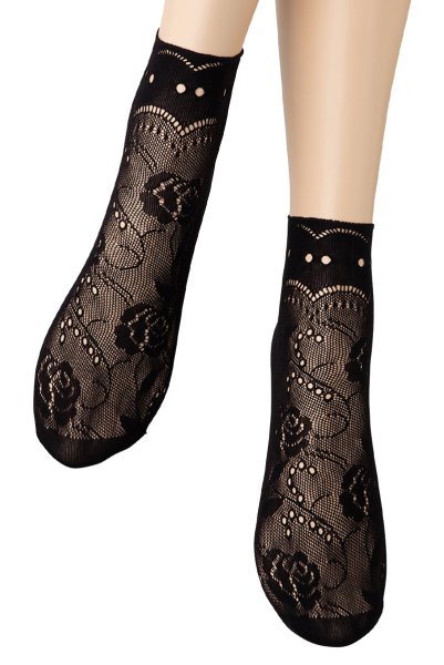 画像4: MILANO Socks nero  | ショートストッキング・花柄・網・ブラック | Veneziana ベネチアナ (4)