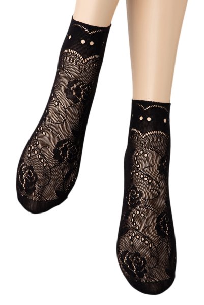 画像5: MILANO Socks nero  | ショートストッキング・花柄・網・ブラック | Veneziana ベネチアナ (5)