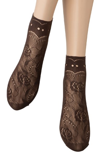 画像4: MILANO Socks cappucino  | ショートストッキング・花柄・網・ブラウン | Veneziana ベネチアナ (4)