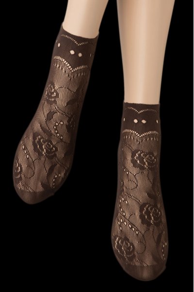 画像5: MILANO Socks cappucino  | ショートストッキング・花柄・網・ブラウン | Veneziana ベネチアナ (5)