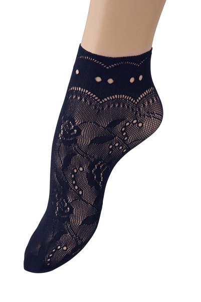 画像3: MILANO Socks marine  | ショートストッキング・花柄・網・ネイビー | Veneziana ベネチアナ (3)