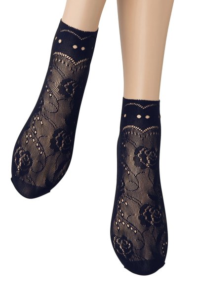 画像4: MILANO Socks marine  | ショートストッキング・花柄・網・ネイビー | Veneziana ベネチアナ (4)