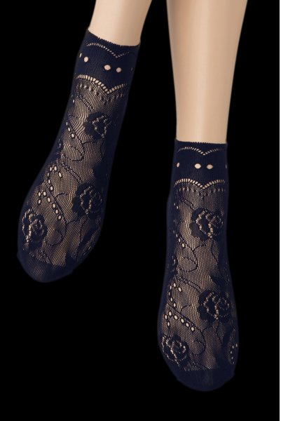 画像5: MILANO Socks marine  | ショートストッキング・花柄・網・ネイビー | Veneziana ベネチアナ (5)