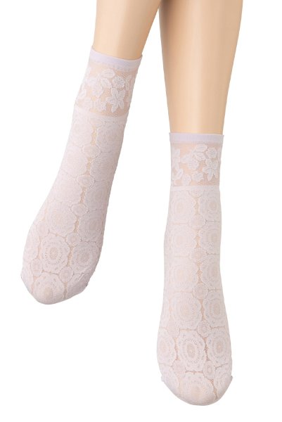 画像4: SALMA Socks lilla  | ショートストッキング・花柄・ラベンダー | Veneziana ベネチアナ (4)