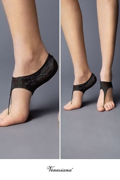 画像2: JAPANESSE Foot nero  | フットカバー・レース柄・足袋風・ブラック | Veneziana ベネチアナ (2)