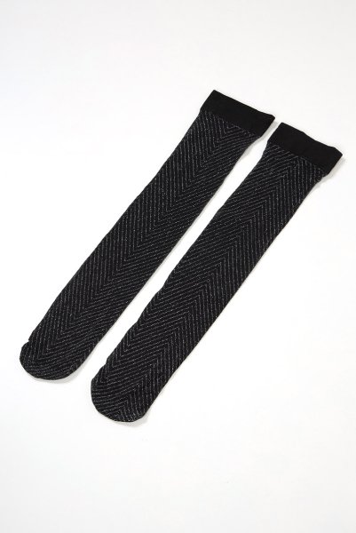 画像7: JACKIE LUREX High grafitto  | ハイソックス・ストライプ・ラメ・ダークグレー×シルバー | Veneziana ベネチアナ (7)