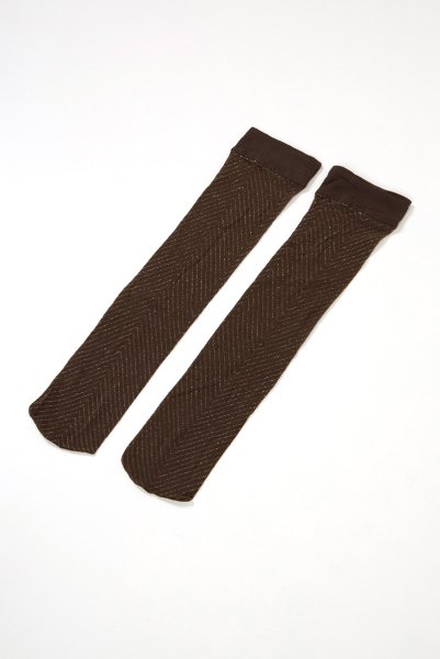 画像7: JACKIE LUREX High cappucino  | ハイソックス・ストライプ・ラメ・ブラウン×ゴールド | Veneziana ベネチアナ (7)