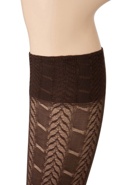 画像3: PETRA High Socks cappucino  | ハイソックス・ストライプ・メッシュ・ブラウン | Veneziana ベネチアナ (3)
