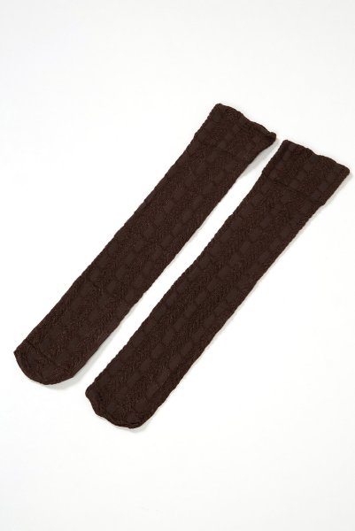 画像7: PETRA High Socks cappucino  | ハイソックス・ストライプ・メッシュ・ブラウン | Veneziana ベネチアナ (7)