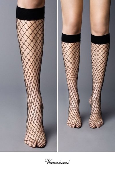 画像2: RETE GRANDI High Socks nero  | ハイソックス・網・ブラック | Veneziana ベネチアナ (2)