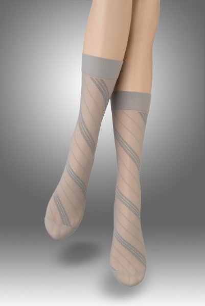 画像1: ハイソックス（ストライプ・グレー×シルバー）※2足までメール便対象  [SPIGA-LUREX-High-Socks-grigio-silver] (1)