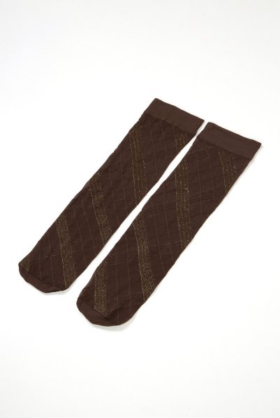 画像6: SPIGA LUREX High cappucino  | ハイソックス・ストライプ・ブラウン×ゴールド | Veneziana ベネチアナ (6)