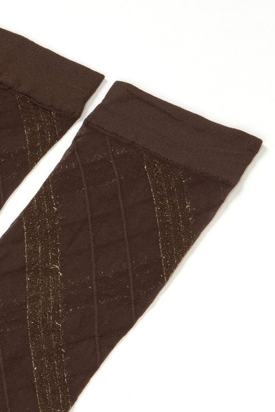 画像7: SPIGA LUREX High cappucino  | ハイソックス・ストライプ・ブラウン×ゴールド | Veneziana ベネチアナ (7)