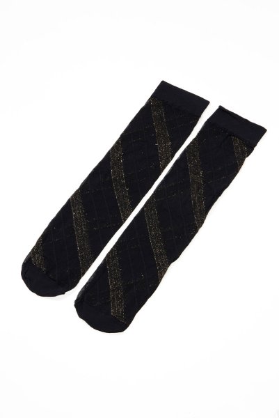 画像6: SPIGA LUREX High nero oro  | ハイソックス・ストライプ・ブラック×ゴールド | Veneziana ベネチアナ (6)