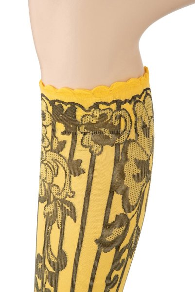 画像3: YVONNE High Socks limone nero  | ハイソックス・花柄・ストライプ・イエロー×ブラック | Veneziana ベネチアナ (3)