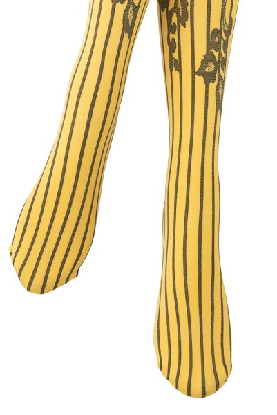 画像4: YVONNE High Socks limone nero  | ハイソックス・花柄・ストライプ・イエロー×ブラック | Veneziana ベネチアナ (4)
