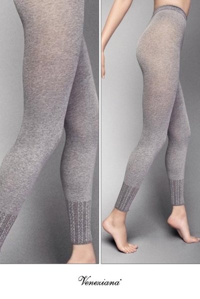 画像2: PANTA BRITANY 100 melange  | レギンス・無地・ダイヤ柄・100デニール・グレー | Veneziana ベネチアナ (2)