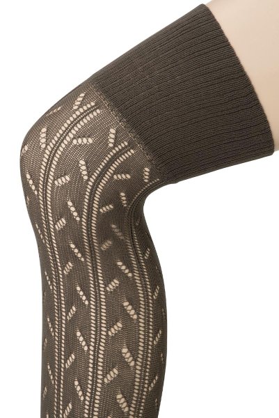 画像3: EMILLY Zak grafitto  | ニーハイソックス・ストライプ・模様編み・カーキグレー | Veneziana ベネチアナ (3)