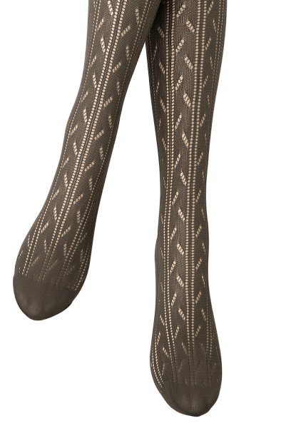 画像4: EMILLY Zak grafitto  | ニーハイソックス・ストライプ・模様編み・カーキグレー | Veneziana ベネチアナ (4)