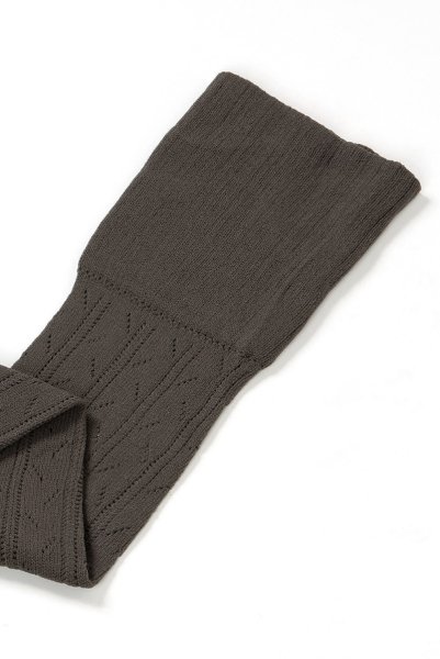 画像8: EMILLY Zak grafitto  | ニーハイソックス・ストライプ・模様編み・カーキグレー | Veneziana ベネチアナ (8)