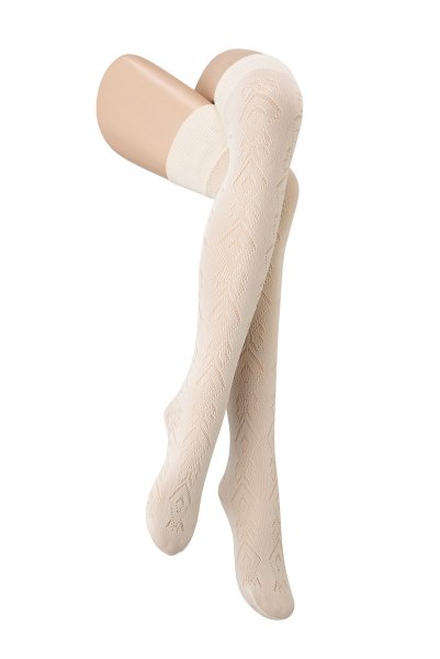 画像4: ANGELICA panna  | ニーハイソックス・ダイヤ柄・オフホワイト・クリーム | Veneziana ベネチアナ (4)