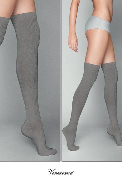 画像2: CORTINA ACRYLICO Zak grey  | ニーハイソックス・アーガイル柄・グレー | Veneziana ベネチアナ (2)