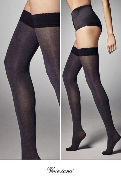 画像2: AR VERA melange  | ガーターストッキング・無地・グレー | Veneziana ベネチアナ (2)