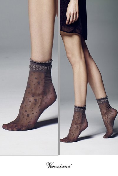 画像2: ELVIRA grafitto  | ショートストッキング・ドット柄・グレー | Veneziana ベネチアナ (2)