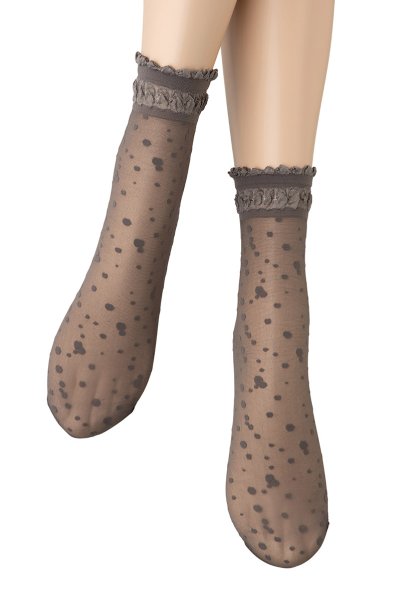 画像6: ELVIRA grafitto  | ショートストッキング・ドット柄・グレー | Veneziana ベネチアナ (6)