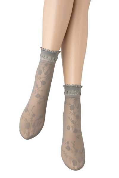 画像3: GALENA grey  | ショートストッキング・花柄・グレー | Veneziana ベネチアナ (3)