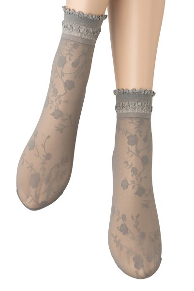 画像4: GALENA grey  | ショートストッキング・花柄・グレー | Veneziana ベネチアナ (4)