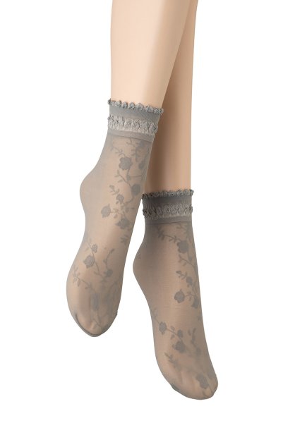 画像5: GALENA grey  | ショートストッキング・花柄・グレー | Veneziana ベネチアナ (5)