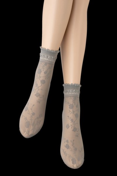 画像6: GALENA grey  | ショートストッキング・花柄・グレー | Veneziana ベネチアナ (6)
