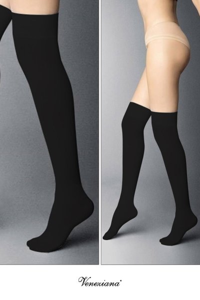 画像2: DORA Zak nero  | ニーハイソックス・無地・ブラック | Veneziana ベネチアナ (2)