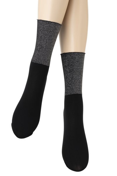 画像3: JASMINE-nero-argento  | ショートストッキング・ブラック×シルバー | Veneziana ベネチアナ (3)