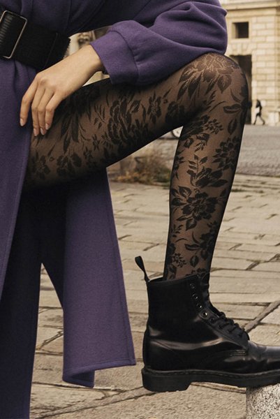 画像7: ROXANE nero  | 柄タイツ 20デニール・花柄・ブラック | Veneziana ベネチアナ (7)