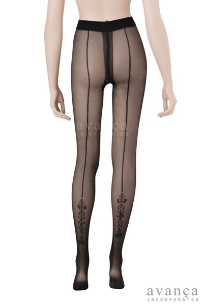 画像9: RIGA FIORI  | 柄ストッキング 20デニール・バックシーム柄・ブラック | Veneziana ベネチアナ (9)