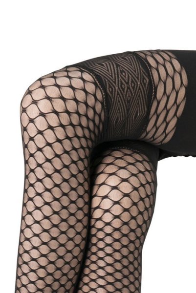 画像5: ZOE 20 nero  | 柄ストッキング 20デニール・ガーター風・幾何学柄・ブラック | Veneziana ベネチアナ (5)