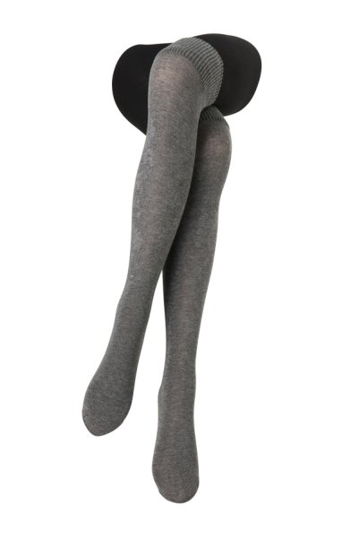 画像3: SARA 80 nero  | フェイク・レイヤードタイツ 80デニール・ニーハイ風・ブラック×杢グレー | Veneziana ベネチアナ (3)