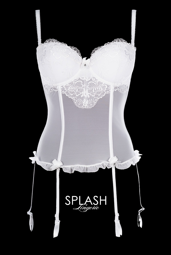 ビスチェ 純白ホワイト 3 4カップ ガーターベルト着脱ok スリーインワン V 6807 取寄アイテム A1721 7c Axami アクサミ インポートランジェリー通販splash